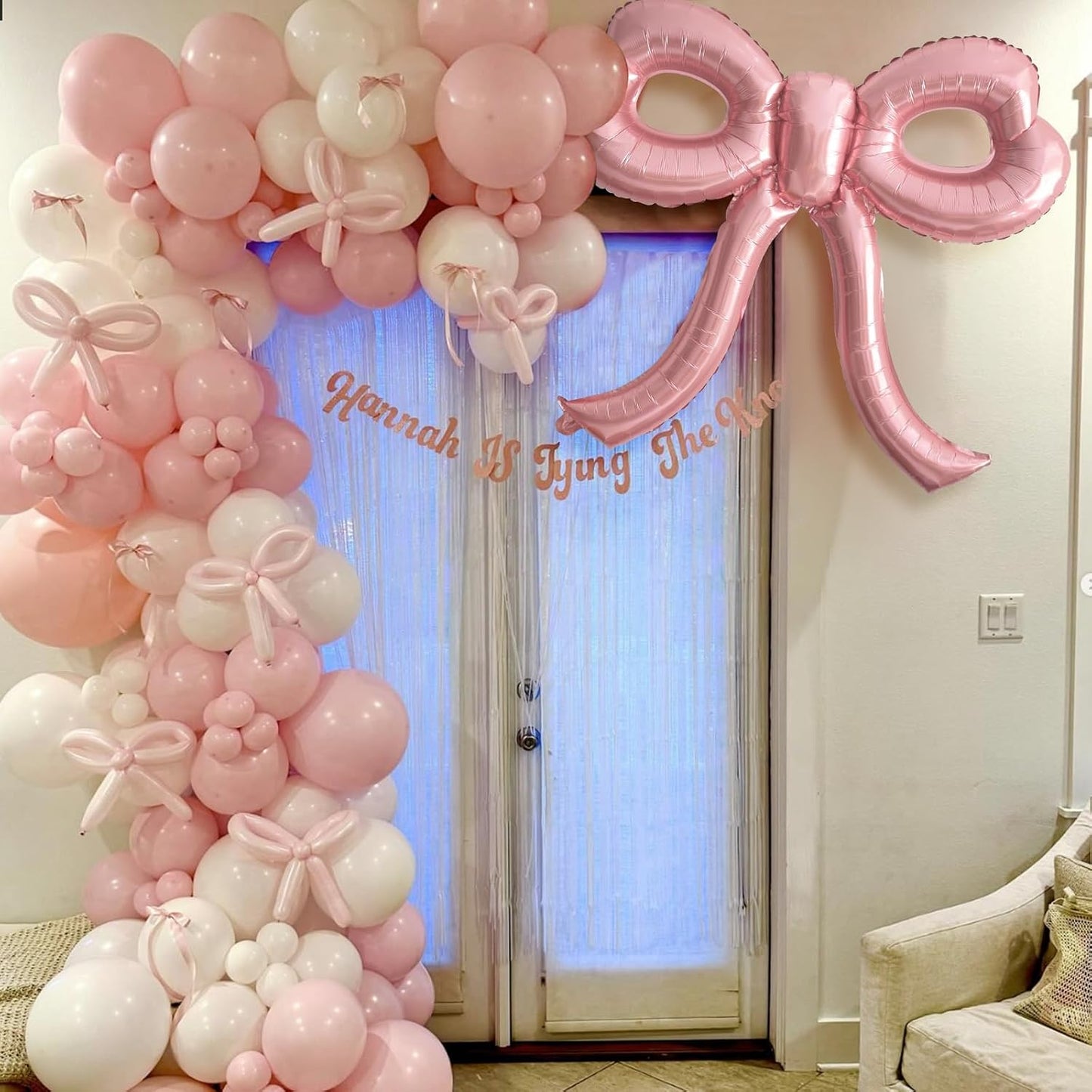 4-Piece Pink Bow Balloon Set