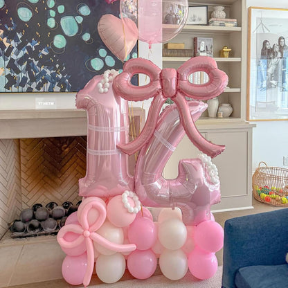 4-Piece Pink Bow Balloon Set
