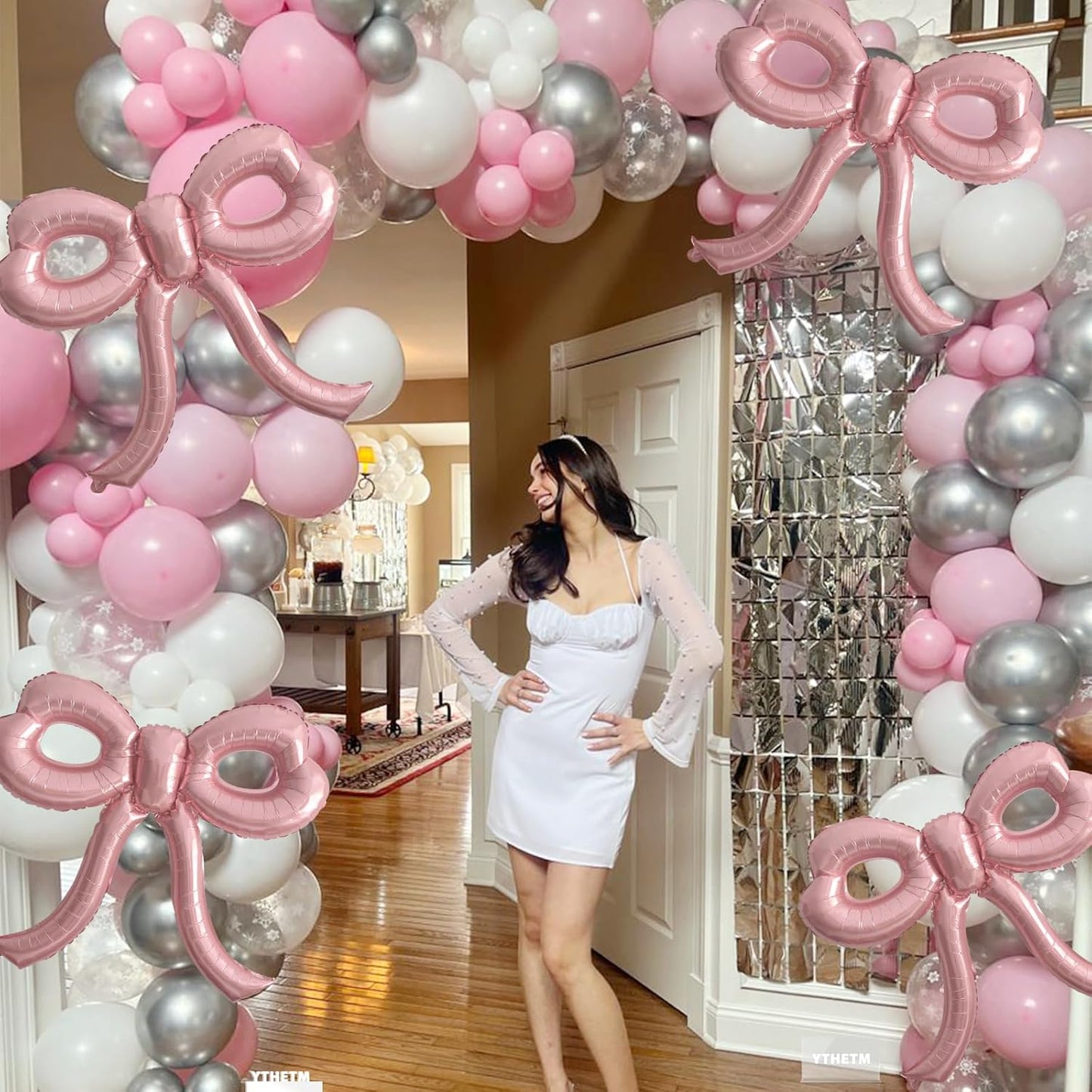 4-Piece Pink Bow Balloon Set