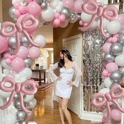 4-Piece Pink Bow Balloon Set